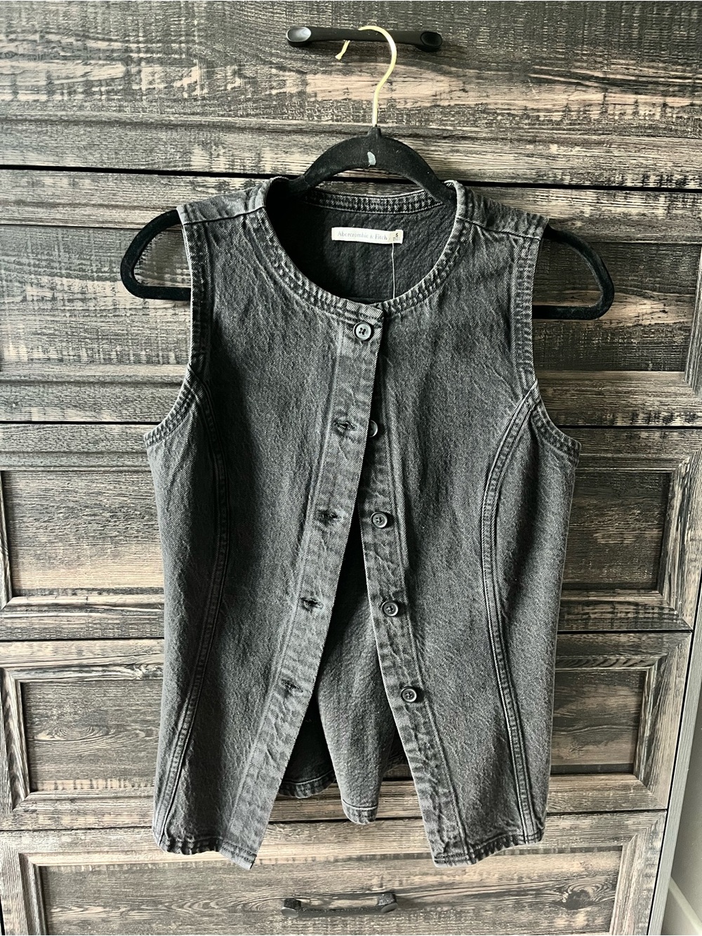 Abercrombie black denim button up vest NWT size small